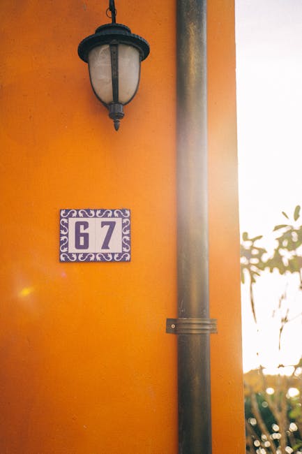 Mediterranean style house number 67 with lantern